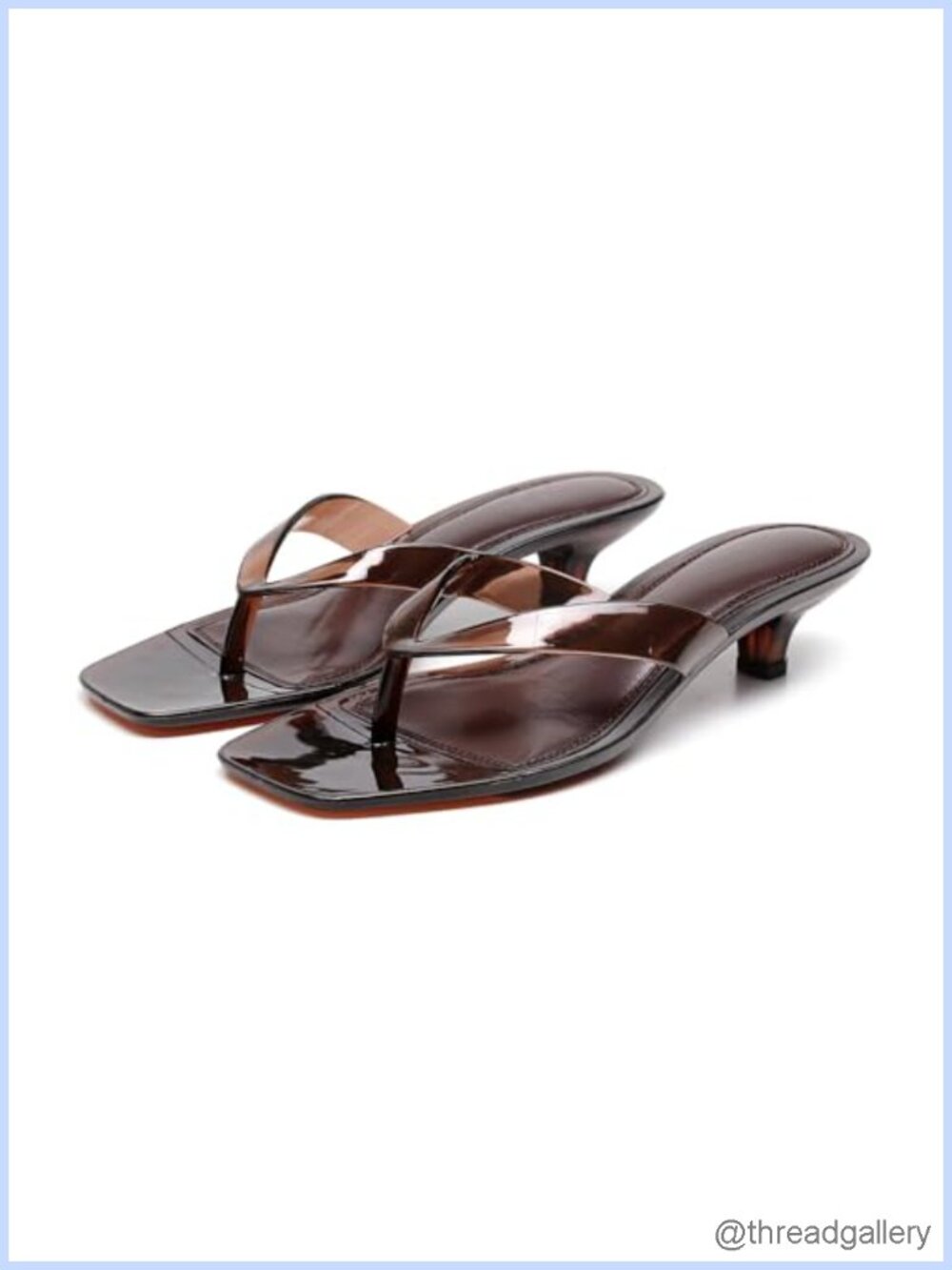 Jelly Thong Kitten Heel Sandals Square Open Toe Slip On Flip Flop Mules